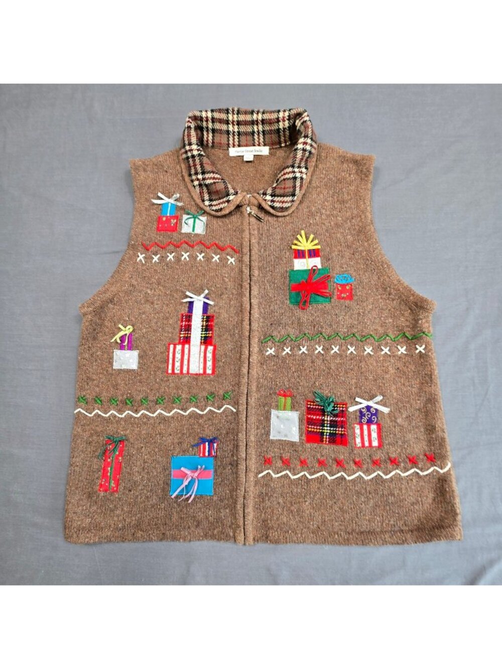 Mercer Street Studio Large Sweater Vest Brown Holiday Gifts Christmas Wool Blend